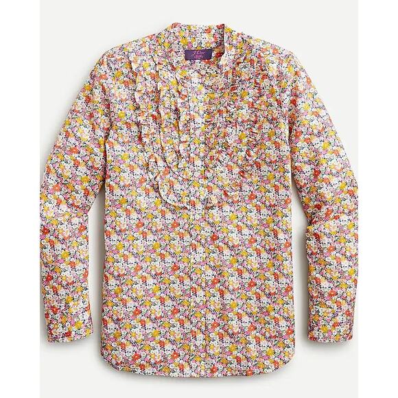 J.Crew Ruffle Front Button Up Shirt in Liberty Floral Fabrics S - Picture 1 of 9